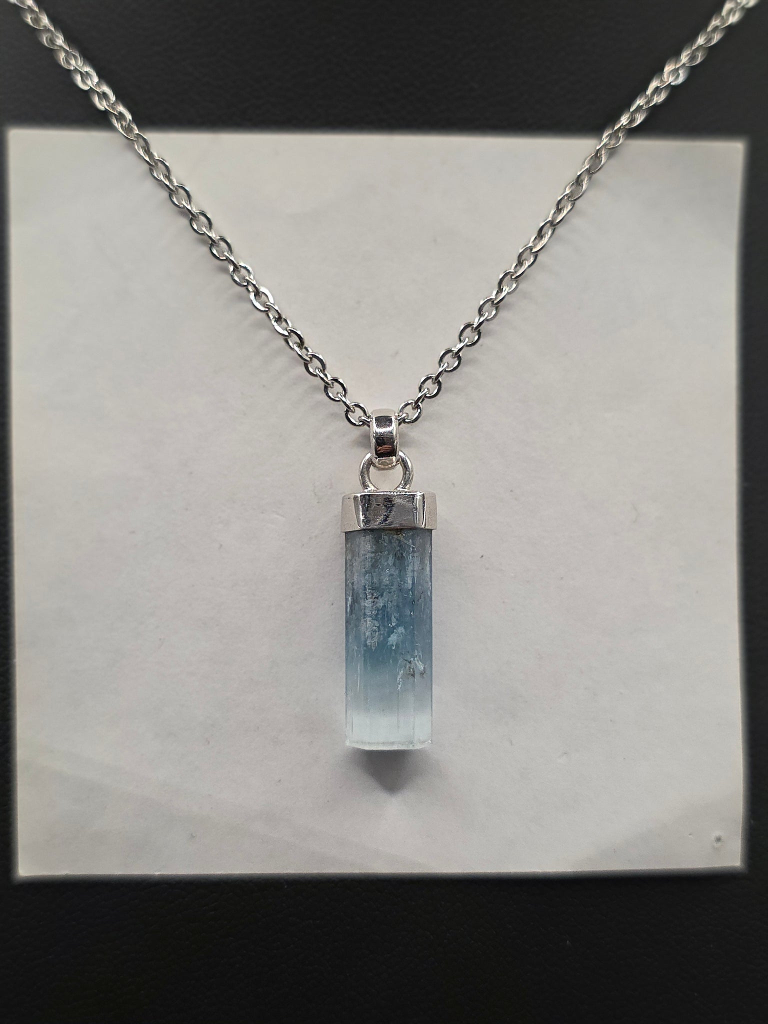 Aquamarine Crystal Silver Pendant