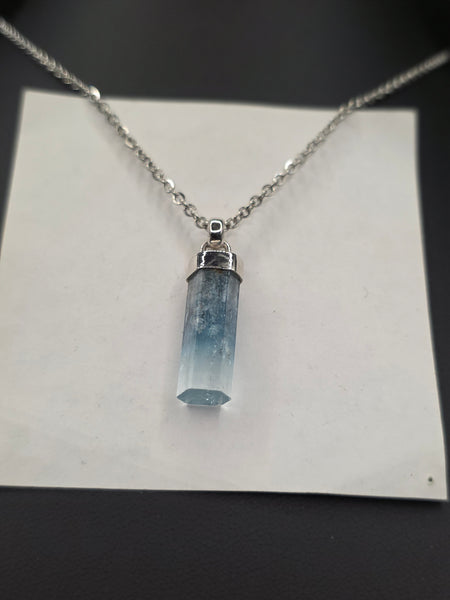 Aquamarine Crystal Silver Pendant