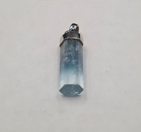 Aquamarine Crystal Silver Pendant