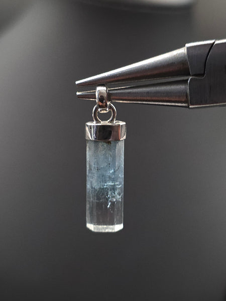 Aquamarine Crystal Silver Pendant