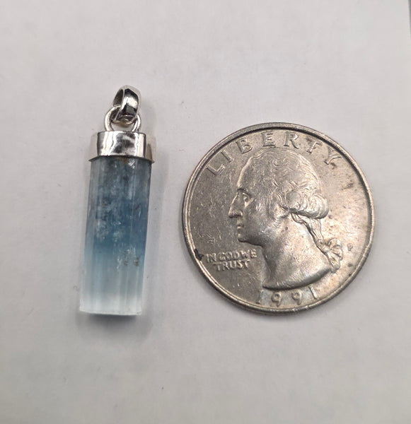 Aquamarine Crystal Silver Pendant