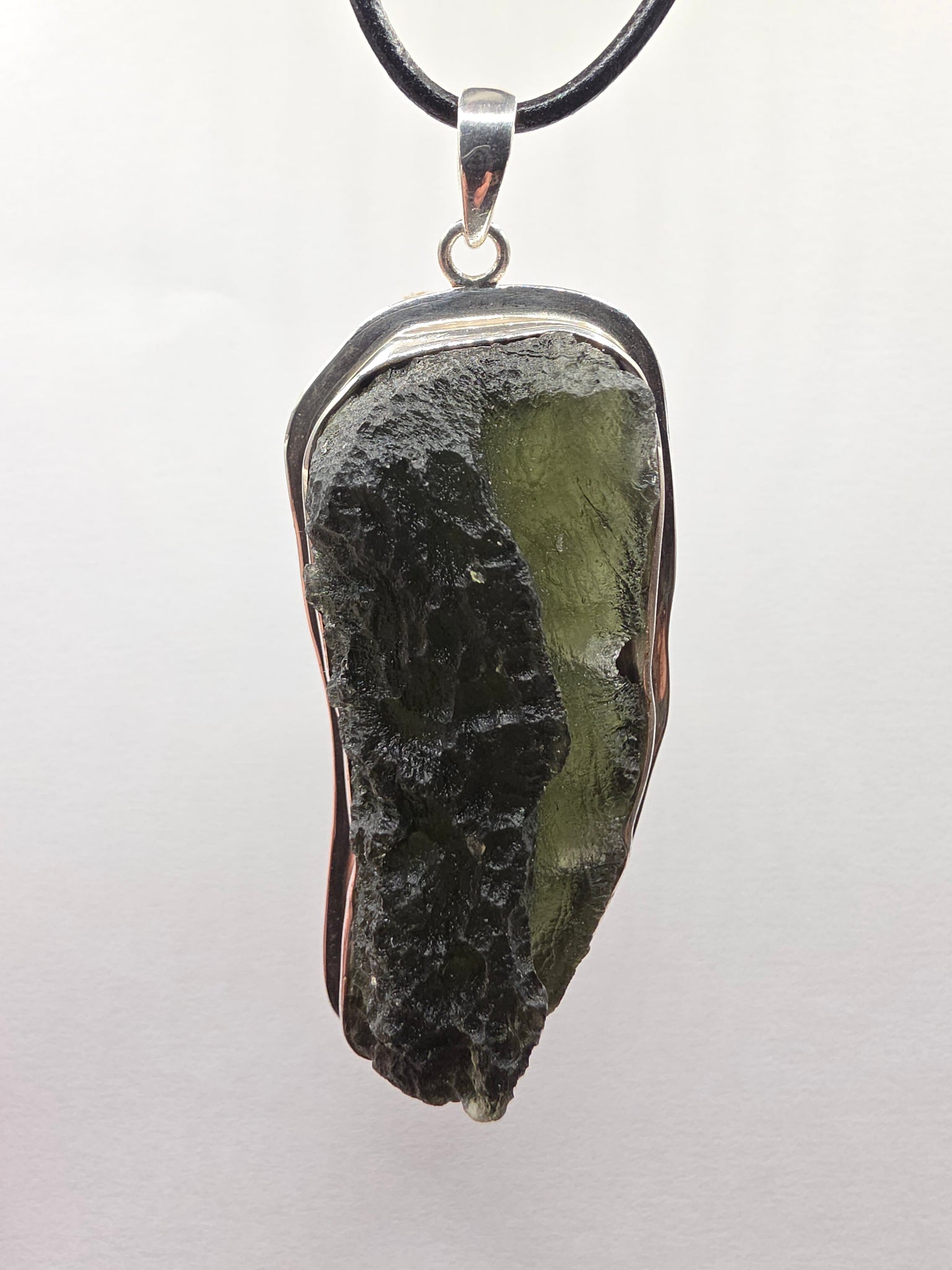 Moldavite Silver Pendant