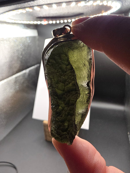 Moldavite Silver Pendant