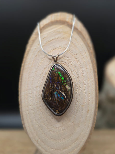Precious Boulder Opal Pendant