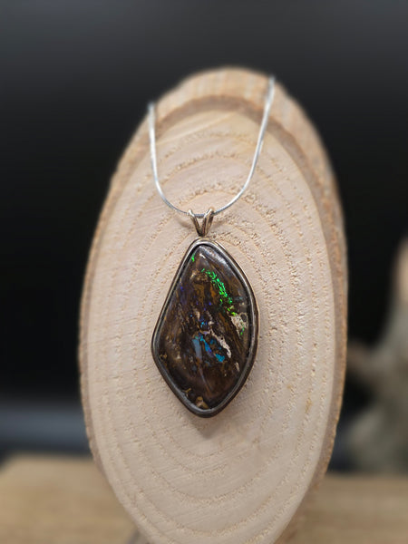 Precious Boulder Opal Pendant